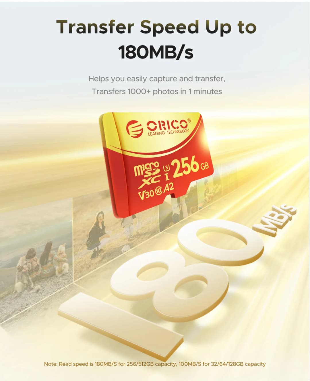 ORICO عبوة 2 بطاقة ذاكرة microSDXC UHS-I، 100MB/s، تسجيل 4K UHD، U3، Class10، V30، A1 لكاميرا الأكشن، كاميرا السيارة، بطاقة TF - 2