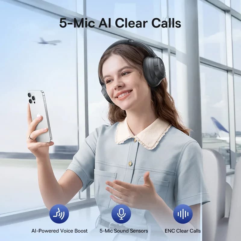 Baseus EH10 NC ANC Wireless Headphones 45dB Adaptive Hybrid Noise Cancelling Headsets Hi-Res LDAC Headphone Bluetooth 6.0 80Hrs - 5