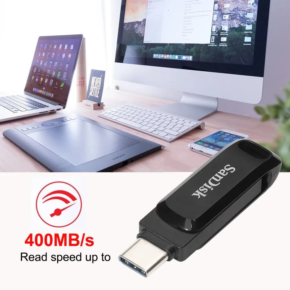 محرك أقراص فلاش SanDisk OTG Type-C USB 3.2 Gen 1 سعات 64 جيجابايت 128 جيجابايت 256 جيجابايت 512 جيجابايت Ultra Dual Drive Go USB Type-C U Disk بسرعة 300-400 ميجابايت/ثانية للكمبيوتر/ماك - 3