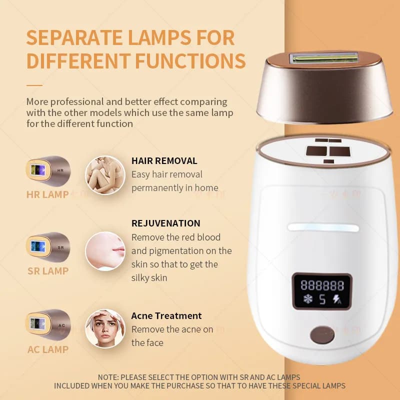 Vancostar Cordless Laser Hair Removal Rechargeable 4in1 Replaceable Lamp Cooling Painless Permanent Bikinis Trimmer IPL Epilator - 4
