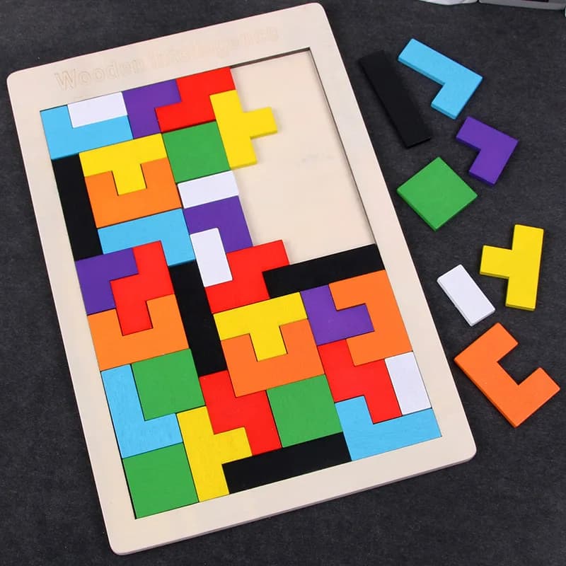 لعبة بازل ثلاثية الأبعاد من الخشب Montessori، قطع روسية Tangram، لعبة تعليمية للأطفال من Gowinbaby - 2