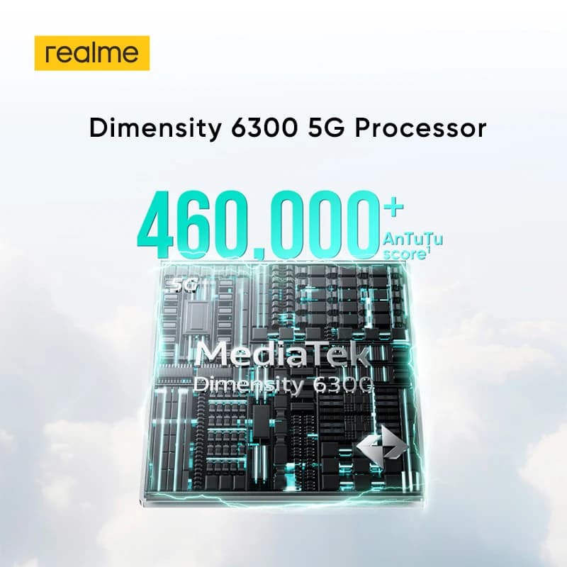 هاتف realme 14T 5G بمعالج Dimensity 6300 وبطارية 6000 مللي أمبير وشاشة AMOLED 6.67 بوصة بمعدل تحديث 120 هرتز وشحن 45 واط IP69 - 6