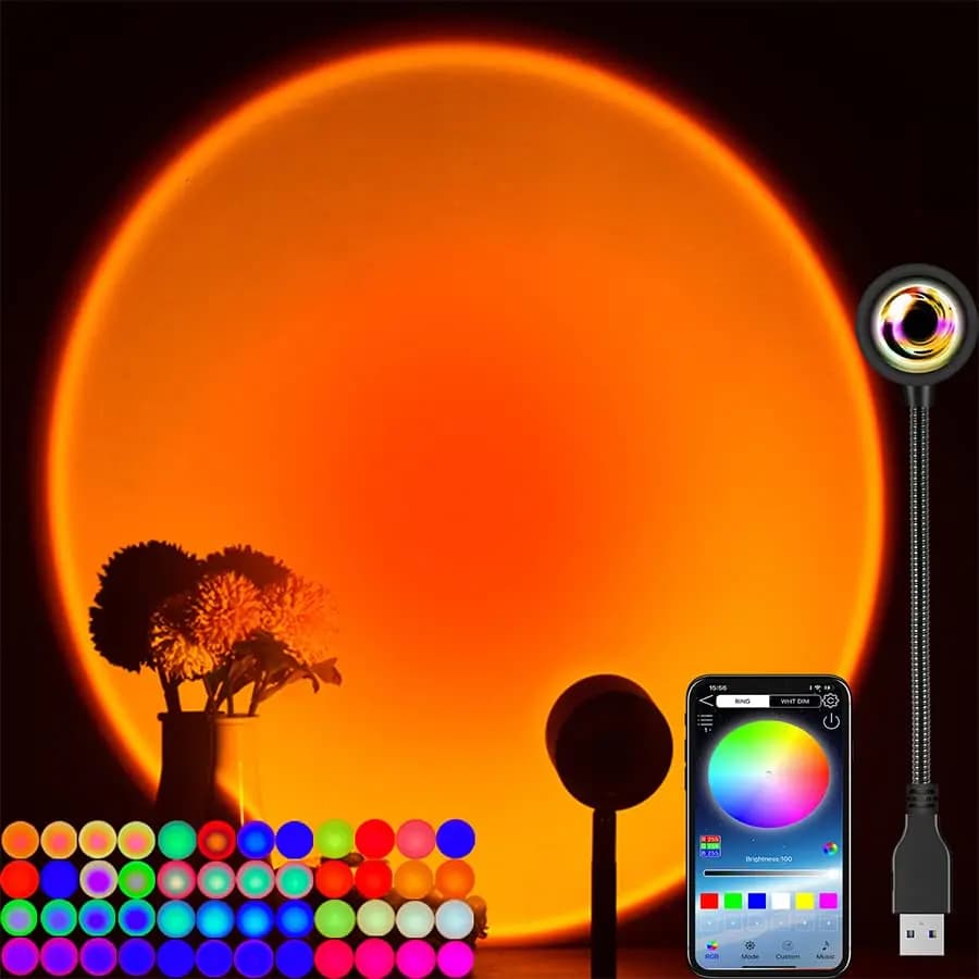 مصباح غروب الشمس الذكي Tuya بروجكتور USB LED إضاءة ليلية مع تحكم عن بعد عبر تطبيق بلوتوث إضاءة جو للمزاج للتصوير - 5