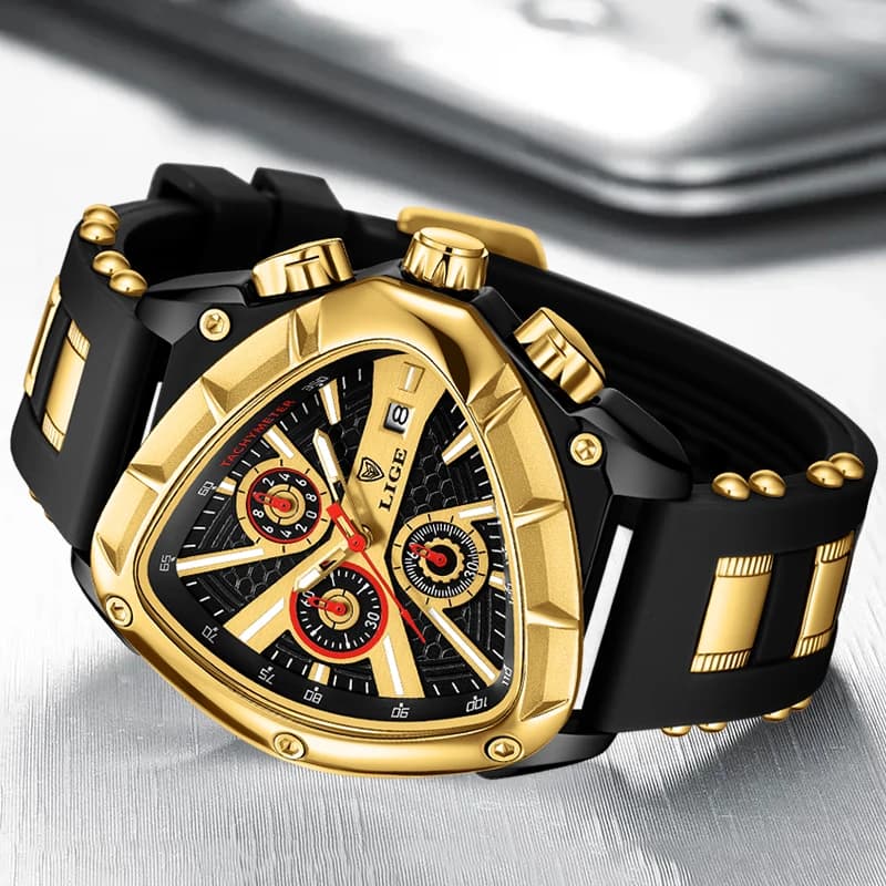 LIGE New Waterproof Watch for Men Military Sport Mens Watches Top Brand Luxury Fashion Silicone Quartz Chronograph Wristwatch - 2