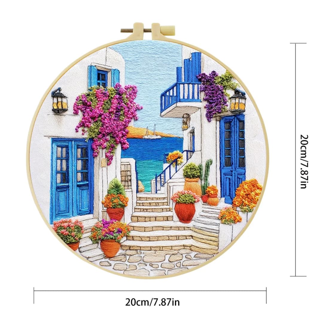 مجموعة تطريز للمبتدئين 20X20 سم/15X15 سم منظر شاطئ البحر عدة DIY - 5