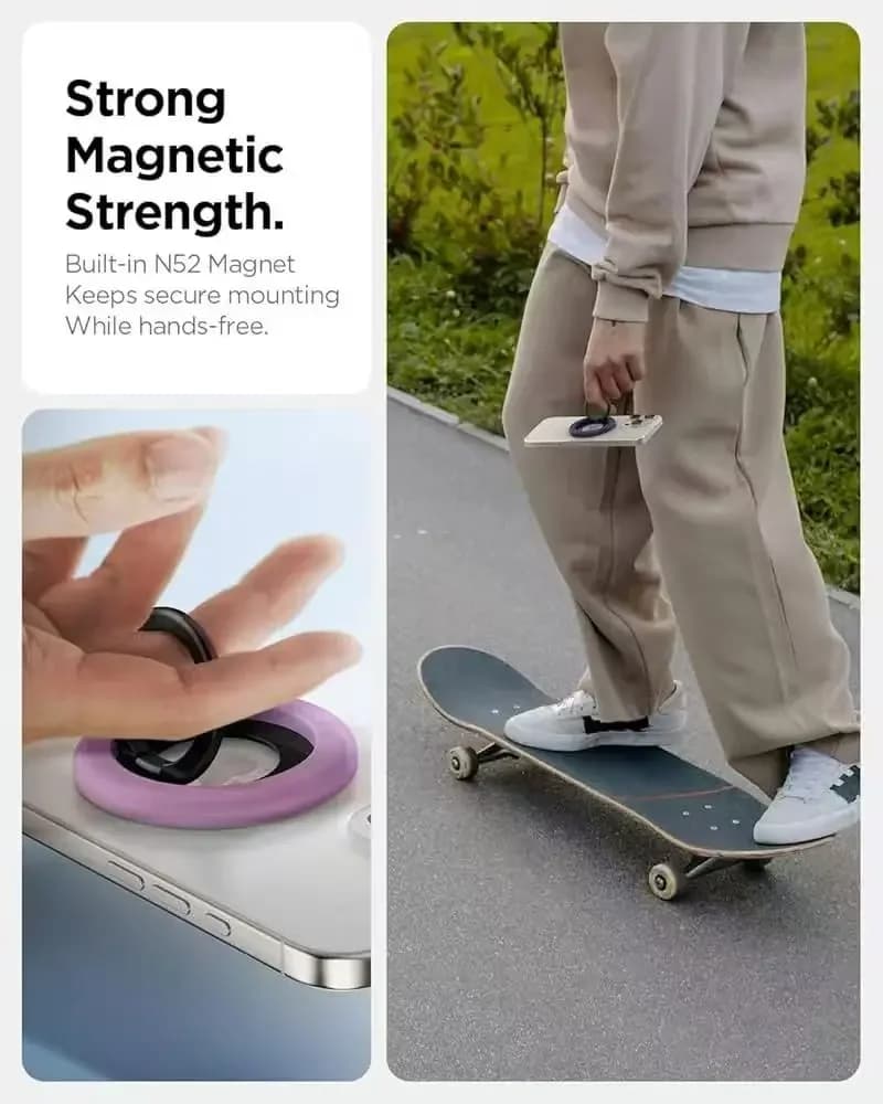 حامل حلقي دوار 360 درجة من Spigen مع قاعدة مغناطيسية لهواتف iPhone 16 و15 و14 و13 و12 Pro Max، متوافق مع Magsafe - 6