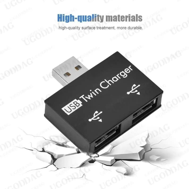 محور USB صغير 2-Port USB مزدوج شاحن الفاصل طقم محوّل سبائك الألومنيوم PC صغير محمول متين محور USB صغير للشحن - 3