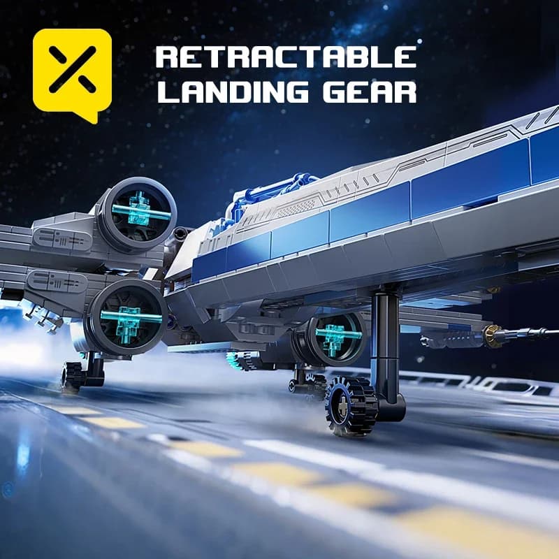 مجموعة مكعبات بناء مقاتلة الفضاء TOYLINX X-Wing مع إضاءة LED ومركبة فضائية ميكانيكية مع طوب الطيار هدايا - 5