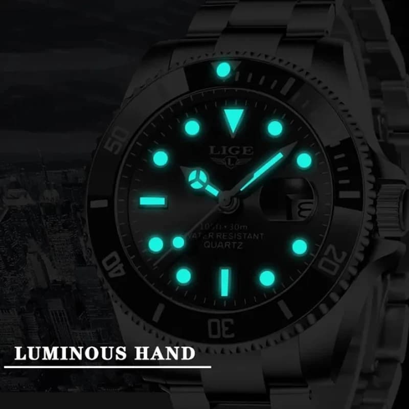 LIGE Top Brand Luxury Mens Watches Fashion Business Men's Quartz Wristwatches Waterproof Luminous Date Chronograph Montre Homme - 3