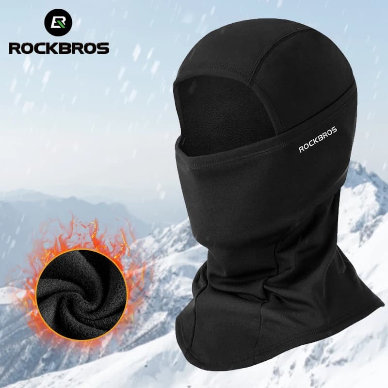 ROCKBROS قناع وجه كامل وشاح دافئ للشتاء بالاكلافا بطانة خوذة صيد تزلج تسلق قناع دراجة مقاوم للرياح قابل للتنفس غطاء رأس