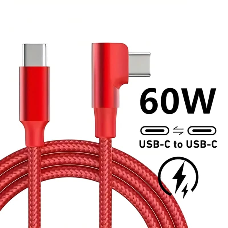 90 Degree Elbow USB C Fast Charge Cable For iPhone 17 16 15 Pro Max Samsung Xiaomi Redmi POCO OnePlus Nylon Braided Type C Cable - 3