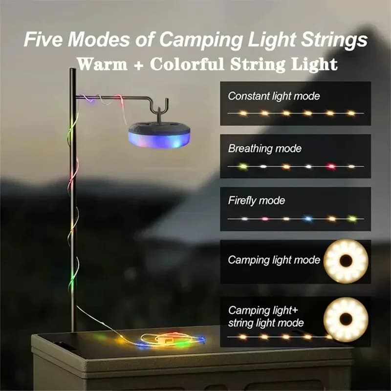 Waterproof LED Camping Lamp Strip Atmosphere 10M Length Recyclable Light Belt Outdoor Garden Decoration Lamp for Tent Room - 6