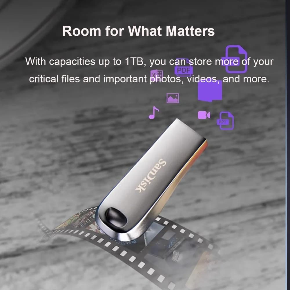 SanDisk أصلي 100% Ultra Luxe USB 3.2 فلاش درايف 32 جيجابايت 64 جيجابايت 128 جيجابايت 256 جيجابايت ذاكرة محمولة غطاء معدني كامل - 5