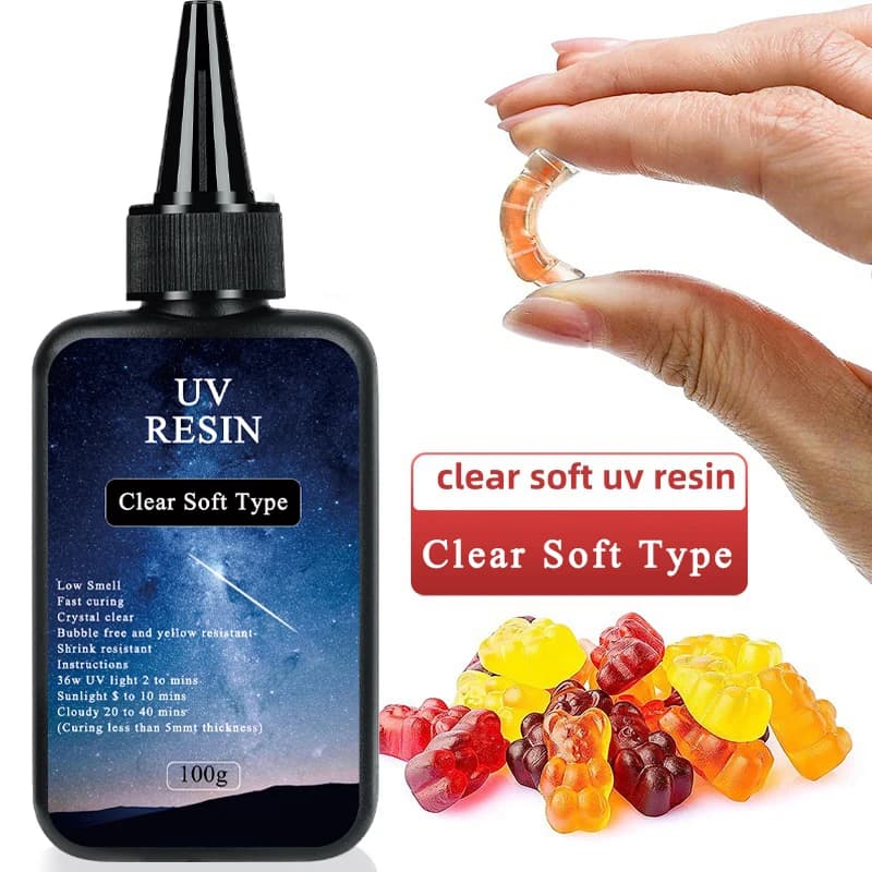 100 جرام راتنج UV - لاصق شفاف ناعم، راتنج UV شفاف عالي الجودة، لاصق راتنج ضوئي سريع التصلب