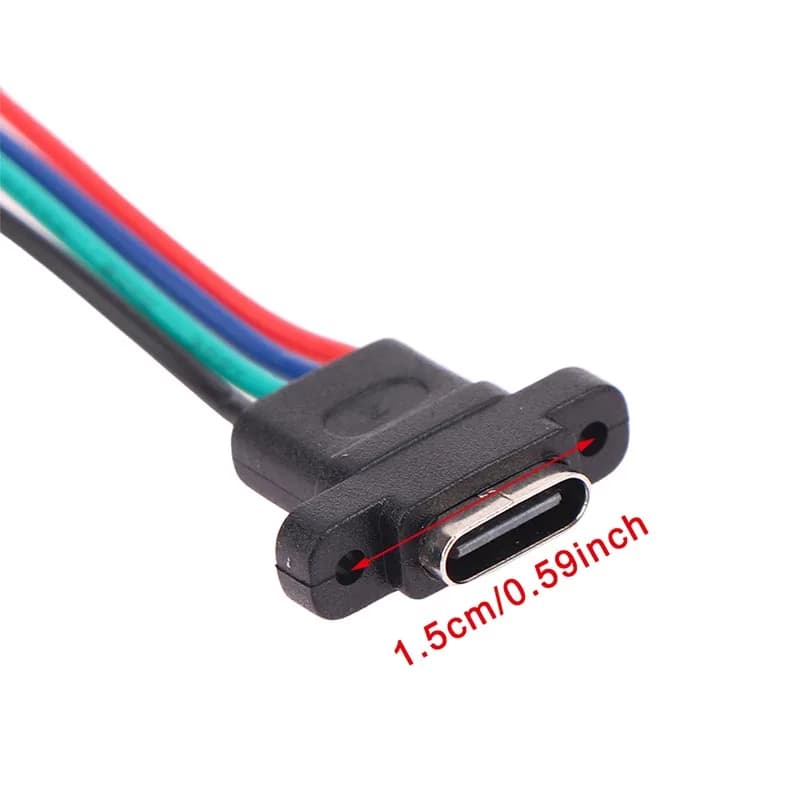 منفذ USB 3.1 Type C 4 دبوس مقاوم للماء مع ثقب مسمار، واجهة شحن سريعة مع كابل - 5