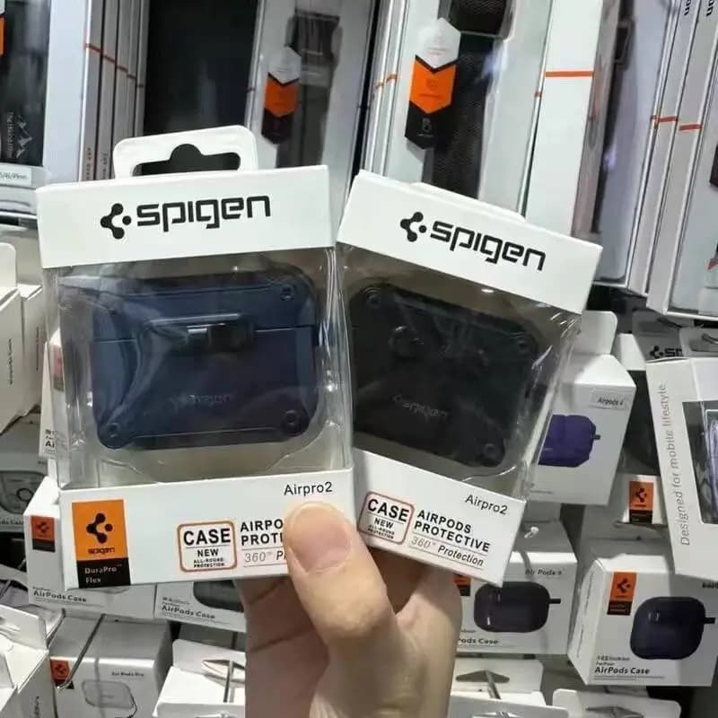 غطاء سماعات سبايجن لهواتف آيفون AirPods 4 و3 و2 و1 برو 2 و3 مع قفل روبوت، غطاء سماعات عسكري مقاوم للصدمات لهواتف جالاكسي بودز 3/3 برو - 3