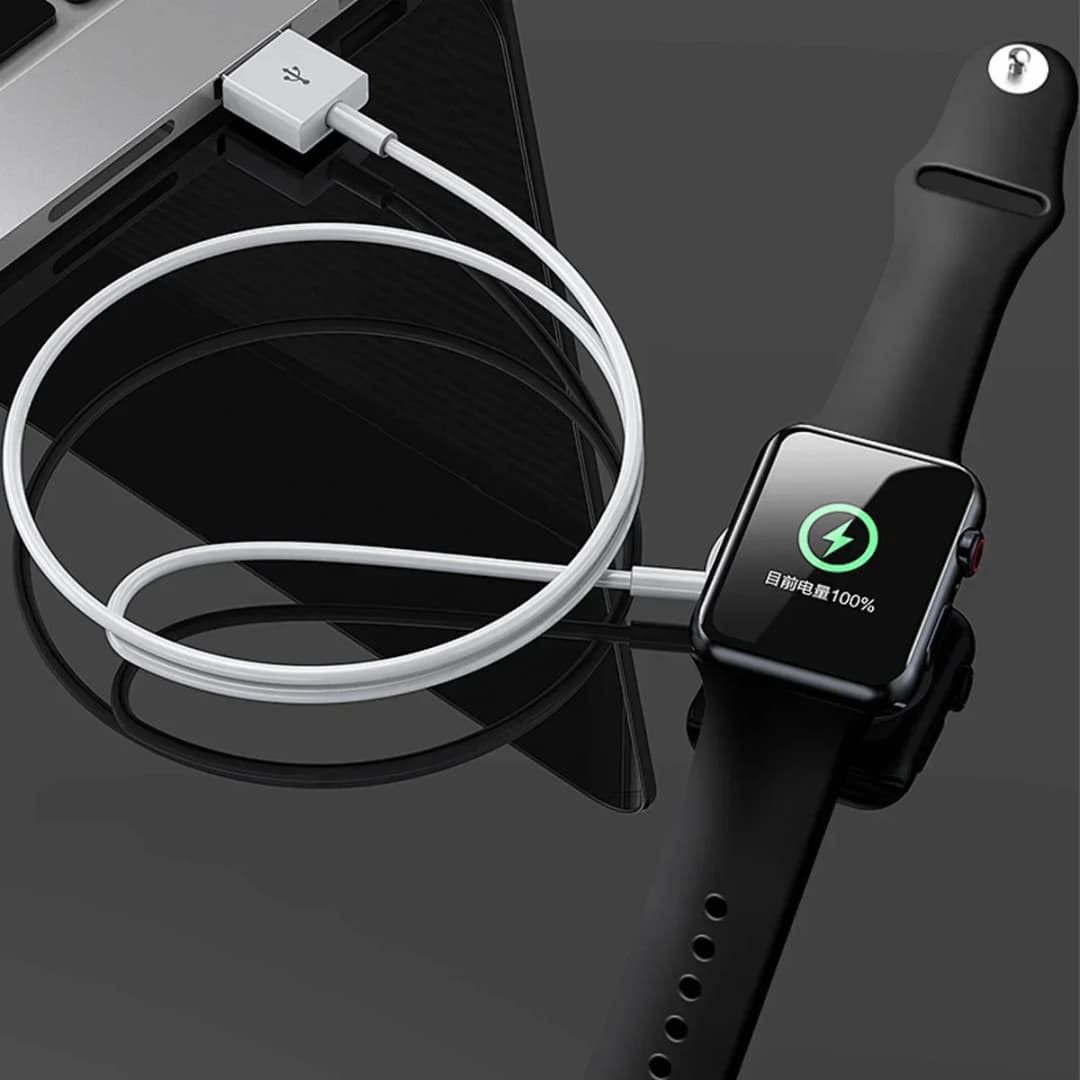 شاحن لاسلكي مغناطيسي سريع من نوع USB A لساعة Apple Watch Ultra Series 9 و8 و7 و6 وSE، كابل شحن من نوع C لساعة iWatch Series 5 و3 و2 - 5