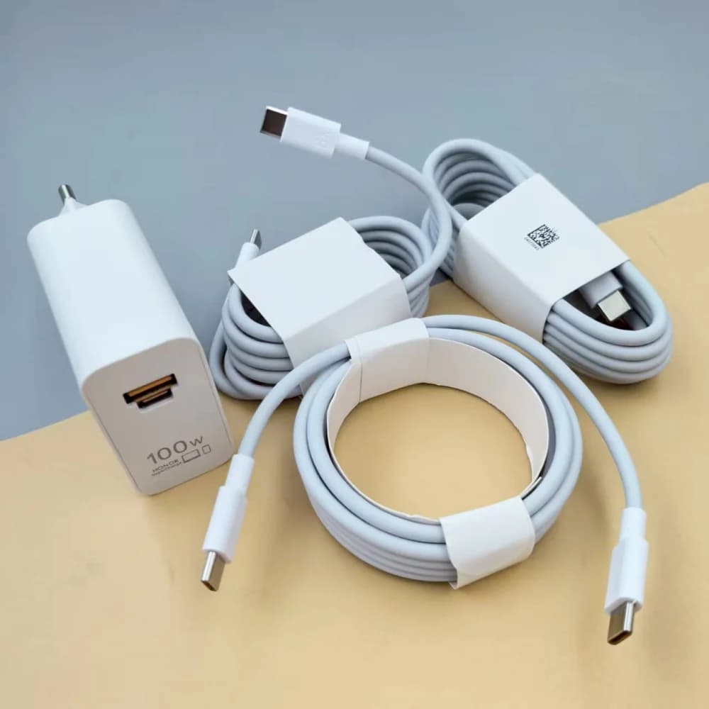 شاحن فائق السرعة أونر 300 200 ألترا 100 واط PD/QC 3.0 محول حائط EU/US لهواتف ماجيك 7 6 بورا 80 70 برو + كابل PD Type C بطول 1/1.5/2 متر