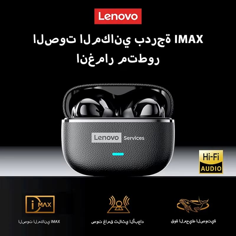 سماعات رأس لاسلكية من الجلد Lenovo LE208 TWS بلوتوث 6.0 ستيريو ENC إلغاء الضوضاء سماعات رأس للألعاب بزمن وصول منخفض 38 مللي ثانية