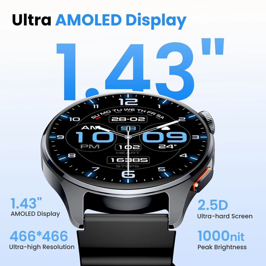 ساعة ذكية HAYLOU Watch 4S (HF012) بشاشة 1.43 بوصة HD AMOLED و 5 أقمار صناعية لتحديد المواقع GPS وأكثر من 120 وضع تمرين - 3