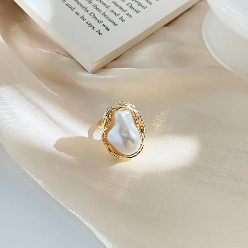 LATS New Design Starfish Pearl Ring Shape Gold Color Adjustable Rings For Women Korean Fashion Jewelry Party Luxury Accessory - 2