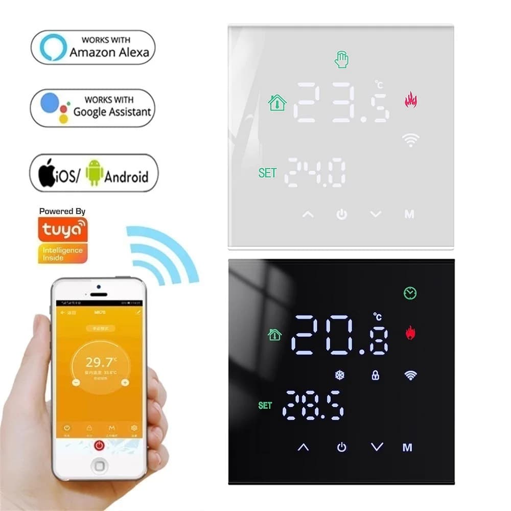 جهاز تحكم عن بعد في درجة الحرارة الذكي M3H Tuya ترموستات WiFi بشاشة LCD تعمل باللمس 3A 16A لسخان المياه/الأرضيات الكهربائية/الغاز