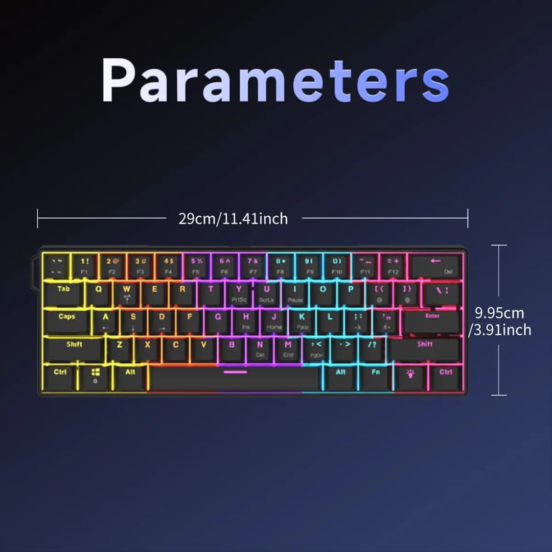 لوحة مفاتيح ميكانيكية سلكية للألعاب AJAZZ NK61 60% RGB قابلة للتبديل السريع 61 مفتاحًا لوحة مفاتيح صغيرة بمفتاح أحمر لألعاب الكمبيوتر - 3