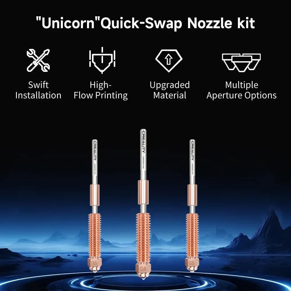 Creality Unicorn Quick-Swap Nozzle Kit for K1 Max_K1C_Ender-3 V3 Swift Installation High-Flow Printing Upgraded - 3