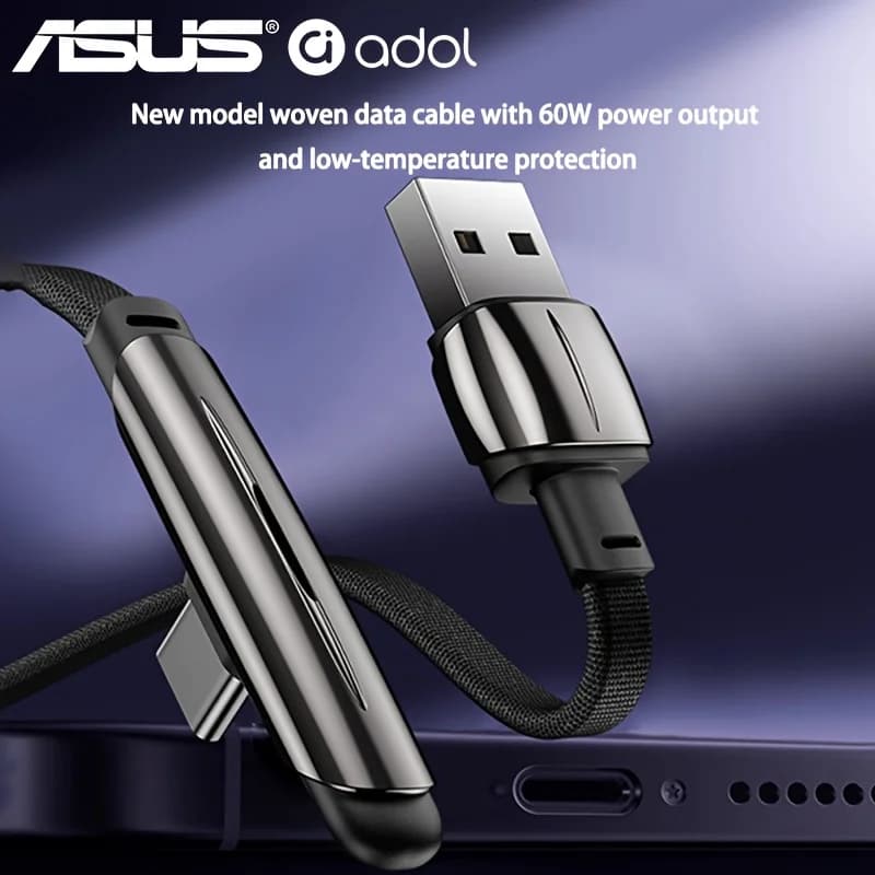 كابل ASUS 30W PD USB Type C بزاوية 90 درجة مزامنة البيانات شحن سريع USB C لهواتف هواوي شاومي ريدمي آيفون - 2