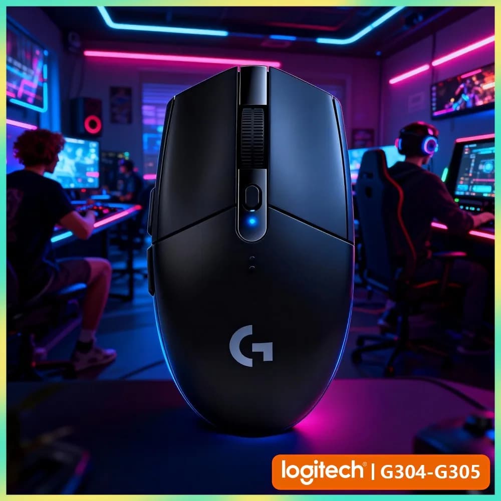 ماوس الألعاب اللاسلكي Logitech G305 LIGHTSPEED - 12000 DPI HERO، 6 أزرار مخصصة، بطارية 250 ساعة، 99 جرام، متوافق مع أجهزة الكمبيوتر والماك
