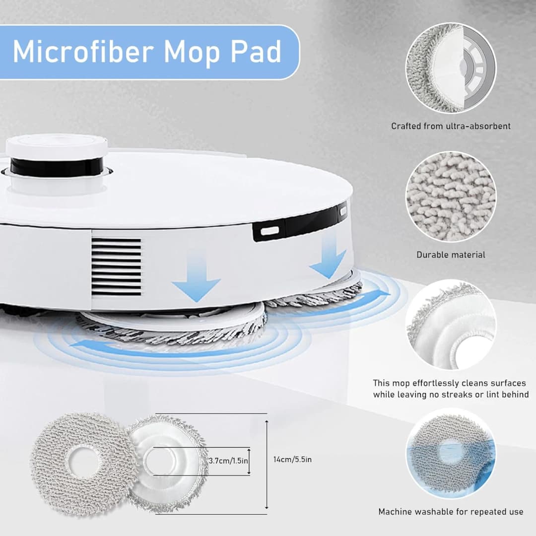 قطع غيار مكنسة روبوتية ECOVACS T50 PRO OMNI / T50 OMNI، فرش جانبية رئيسية، مناديل تنظيف، فلاتر HEPA، أكياس غبار - 3