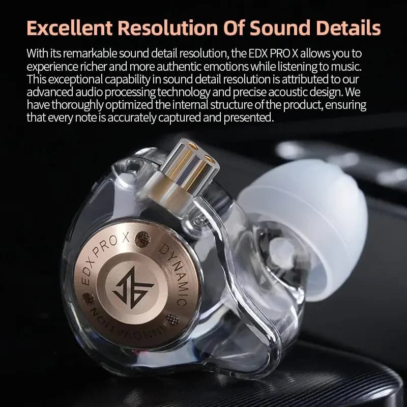 سماعات أذن سلكية KZ EDX PRO X ستيريو HIFI بيس سماعات أذن داخل الأذن سماعات رياضية عزل الضوضاء سماعة رأس للألعاب - 5