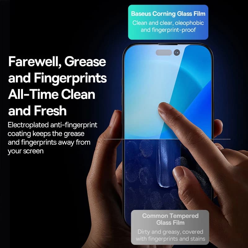زجاج مقسى Baseus من Corning بسماكة 0.4 مم لهواتف iPhone 17 و16 و15 و14 و13 Pro Max Plus، واقي شاشة مضاد للتلصص، فيلم تثبيت تلقائي - 2
