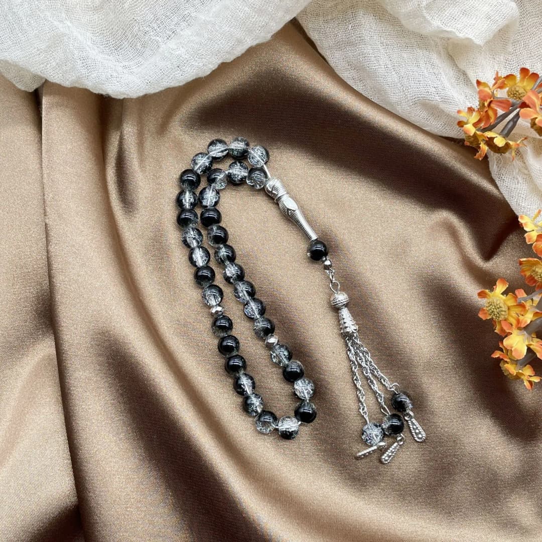 New 33 Beads 8mm Cracked Glass Tasbih, Muslim Prayer Beads for Daily Worship, Ramadan Holiday Gift for Women - 5