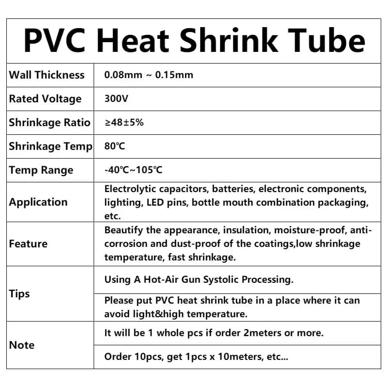 أنبوب انكماش حراري ملون من PVC بعرض 7~103 ملم بطول 1 متر، عازل لبطارية 18650 ليبو، غلاف حماية لليثيوم، غطاء كابل - 3
