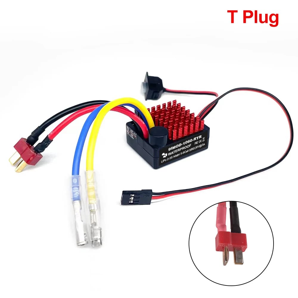 منظم سرعة إلكتروني ESC 60A مقاوم للماء، RTR 1060، 6V/3A BEC، 2-3S، لسيارات وزواحف وقوارب RC 1/10 و1/12، متوافق مع محوري SCX10 TRX4 TRX6 D90 540 550 750 - 3
