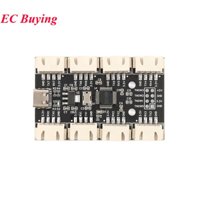 وحدة منفذ تسلسلي RS232 إلى 8 قنوات، لوحة توسيع UART متعددة الاتجاهات، نوع C إلى 8 مركز TTL - 5