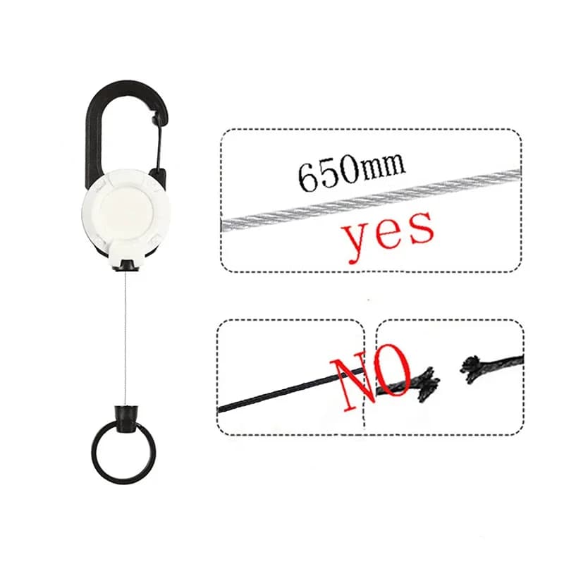 Outdoor Carabiner Hook Backpack Buckle Automatic Retractable Wire Rope Luya Anti-theft Tactical Keychain Telescopic Belt Keyring - 3