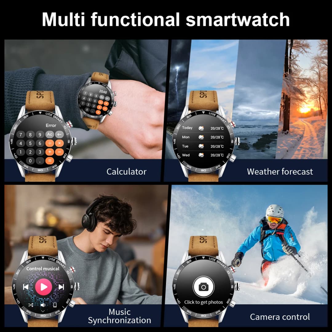 LIGE 2024 New Rugged Military GPS Smart Watch Men AMOLED HD Screen Heart Rate Bluetooth Call Waterproof Outdoor SmartWatch - 3
