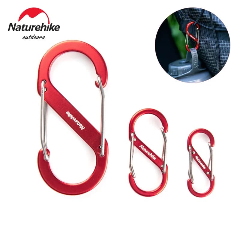 إبزيم تسلق الجبال على شكل S من Naturehike إبزيم تعليق من الألومنيوم للتخييم إبزيم حقيبة ظهر للتخييم سلسلة مفاتيح متعددة الوظائف
