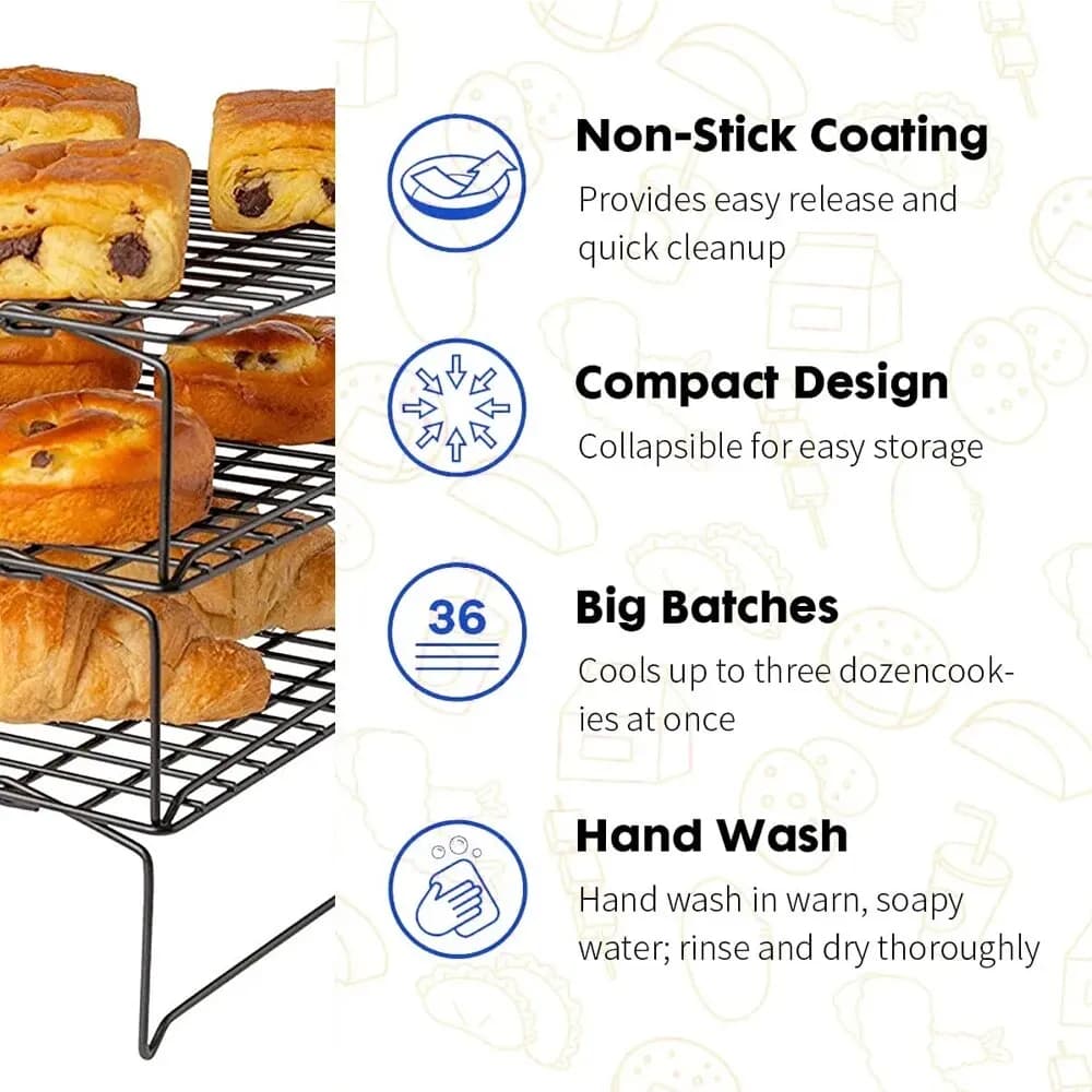 Non Stick Wire Grid Baking Tray Cake Cooling Rack Stainless Steel Oven Kitchen Pizza Bread Cookie Holder Barbecue Shelf - 2