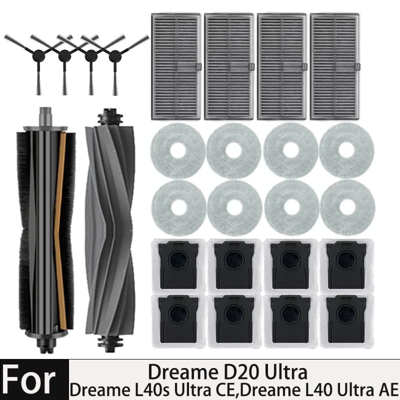 Dreame L40 Ultra AE / Dreame L40s Ultra CE / Dreame D20 Ultra  Vacuum Parts Main Side Brush Filter Mop Cloth Dust Bag acces