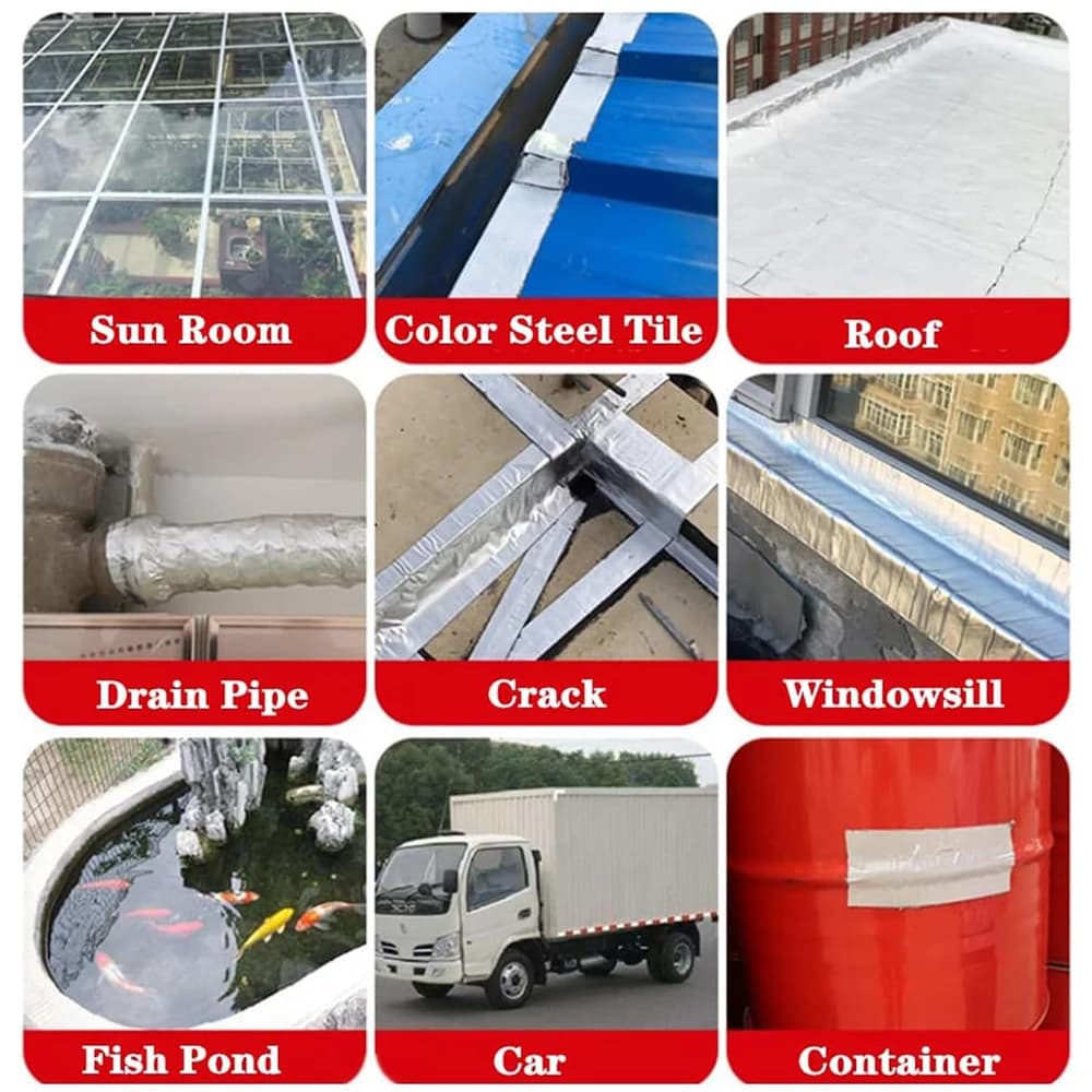 Waterproof Tape High Temperature Resistance Aluminum Foil Butyl Tape Fixing Wall Pool Roof Crack Duct Repair Sealed Self Tape - 6