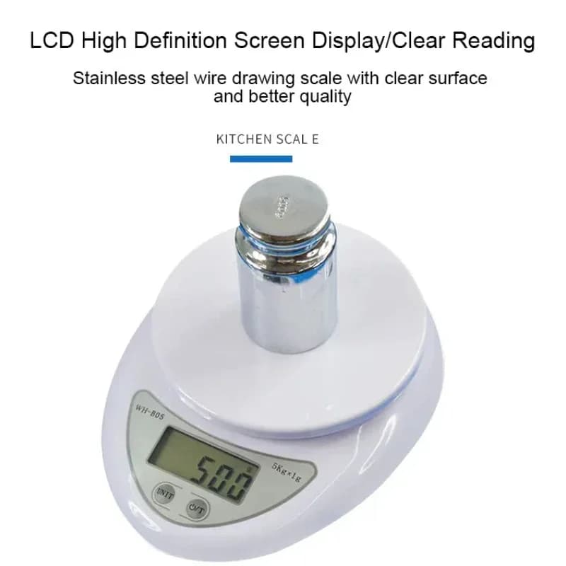 ميزان مطبخ رقمي صغير محمول 5 كجم/1 جرام بشاشة LCD، مثالي لقياس الطعام وأدوات المطبخ - 3