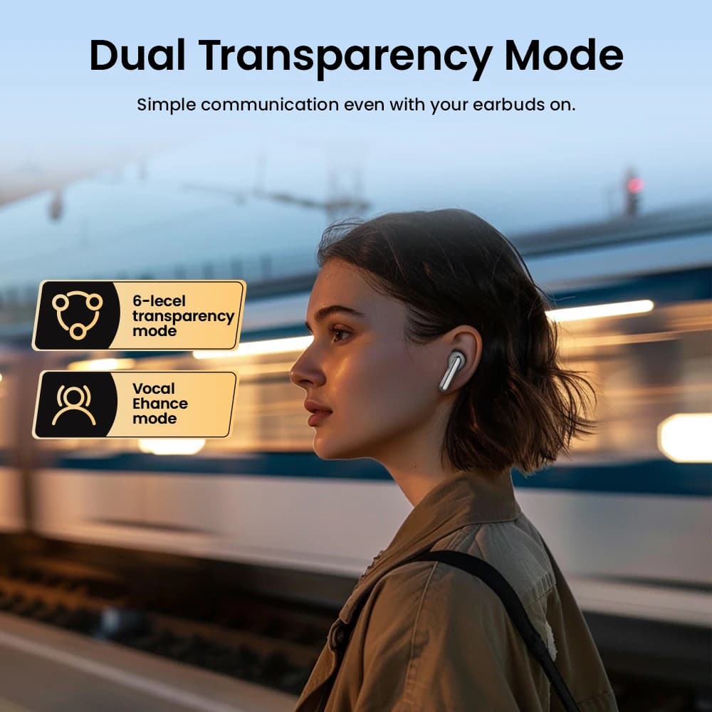 سماعات HAYLOU Mori Pro بلوتوث 5.4 لاسلكية 43dB عزل ضوضاء هجين متكيف LDAC عالي الدقة سماعات أذن 6 ميكروفونات سماعات رأس بطارية 28 ساعة - 4