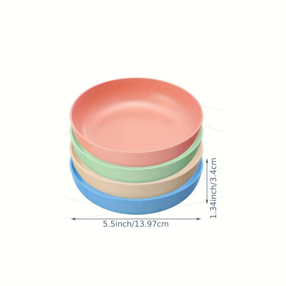 4pcs Cat Bowls, 13.97 Cm Wide Shallow Pet Food & Water Dishes, Plastic Non-Slip Colorful Feeding Plates For Small Cats, Kittens, - 2