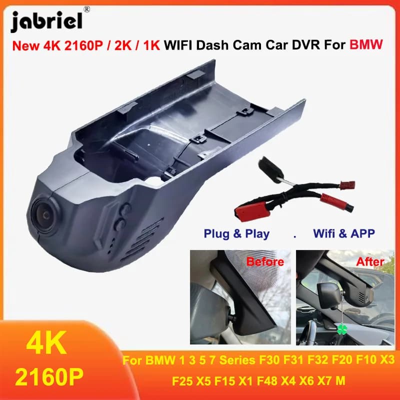 جهاز تسجيل فيديو رقازي للسيارات جديد 4K UHD 2160P مع واي فاي، كاميرا داش لسيارات BMW سلسلة 1 3 5 7 وX3 X5 X1 X4 X6 X7 M