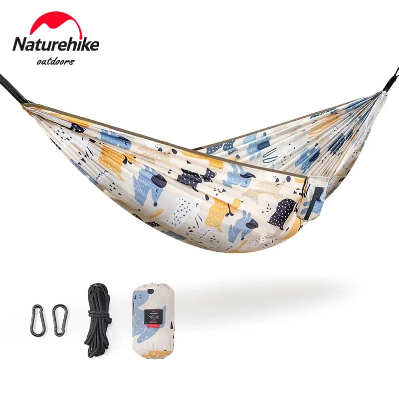 أرجوحة Naturehike بطباعة للأباء والأطفال، محمولة، مقاس فردي ومزدوج، للتخييم والمشي في الهواء الطلق والحديقة