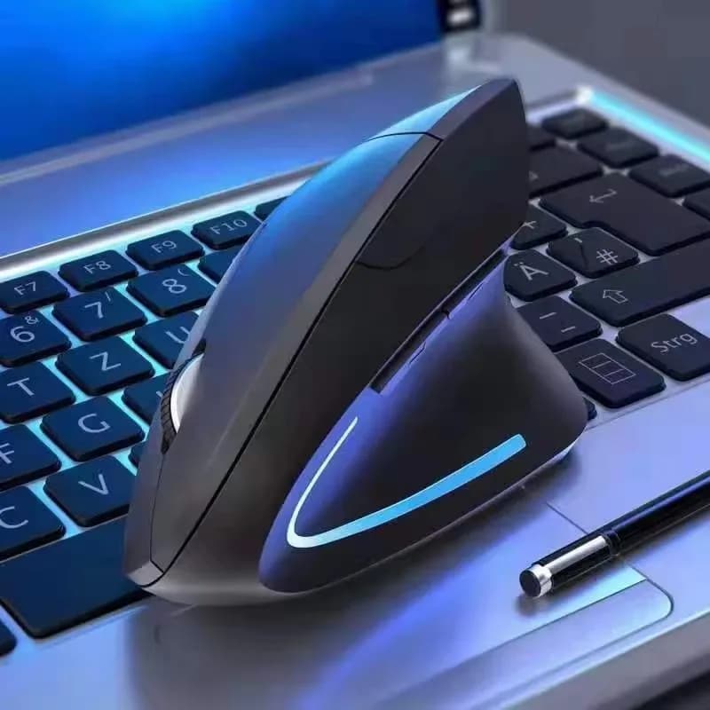 ماوس عمودي لاسلكي 2.4GHz، تصميم مريح، 3 مستويات DPI قابلة للتعديل (800/1200/1600)، 6 أزرار، متوافق مع أجهزة الكمبيوتر المحمول والكمبيوتر الشخصي من HOMEFISH - 2
