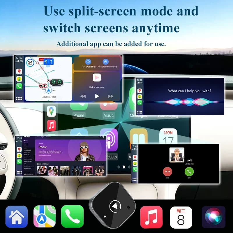 محول Carplay Android Auto اللاسلكي 2 في 1 صندوق صغير ذكي تشغيل فوري واي فاي بلوتوث اتصال تلقائي لتويوتا وفولكس فاجن وبيجو ومازدا وفورد - 5